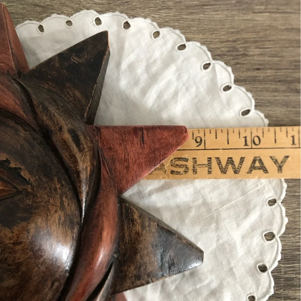Hand Carved Sun Moon Wood Wall Art - Picture 7 of 10
